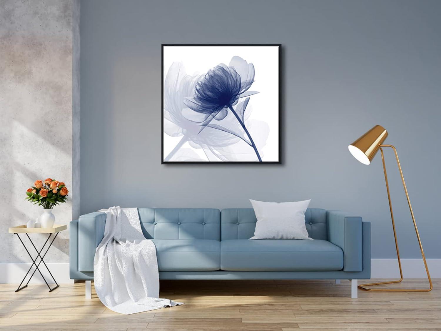 Blue Floral Abstract Canvas Wall Art 24x24