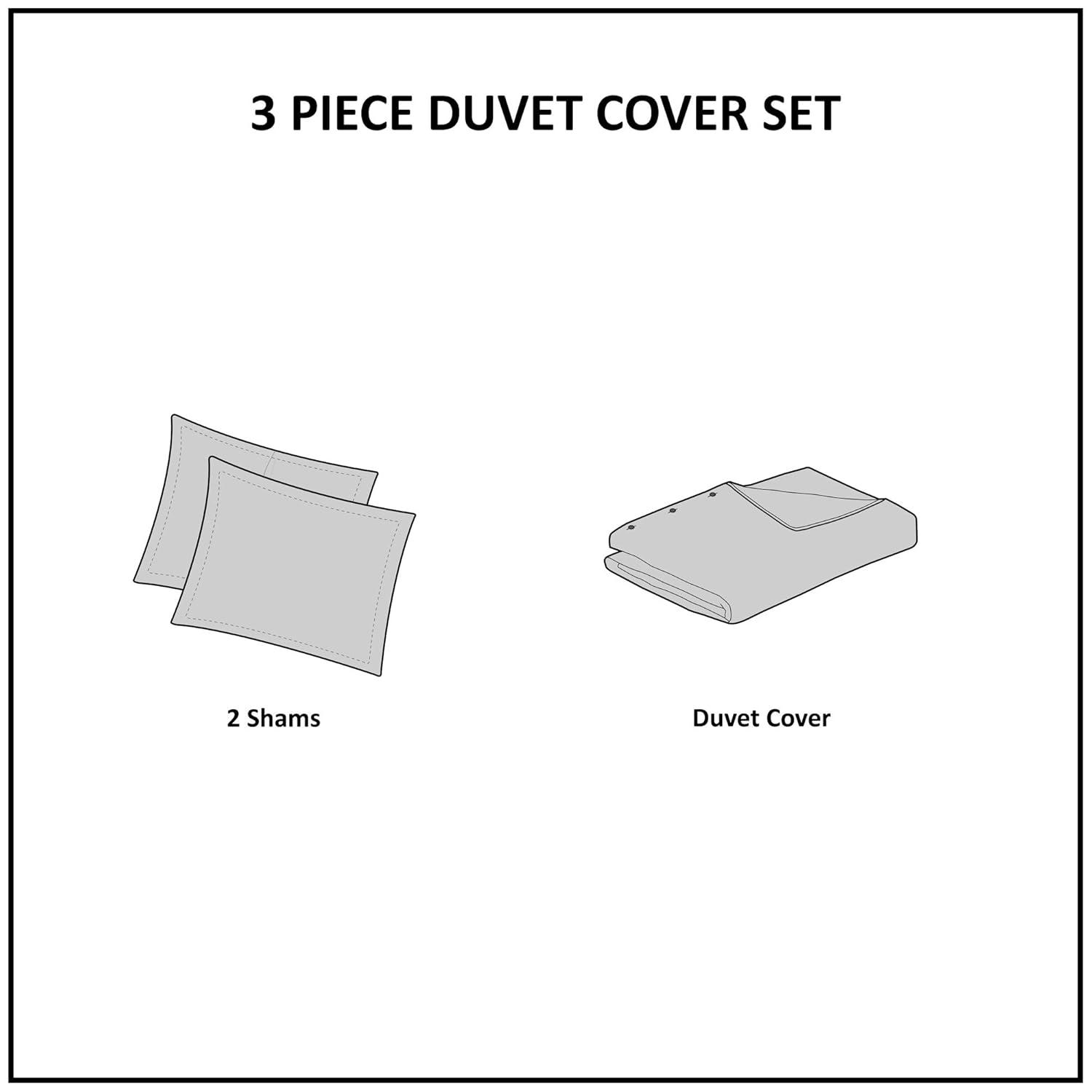 Madison Park Roselle King/California King 3pc Cotton Seersucker Duvet Cover Set Ivory: Lightweight Fabric, OEKO-TEX Certified
