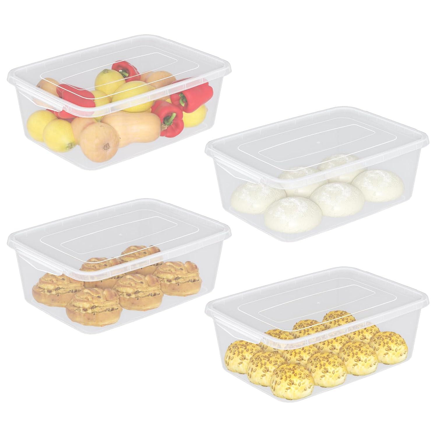 4-Pack 14 L Clear Dough Proofing Box, Food Pizza Storage Container