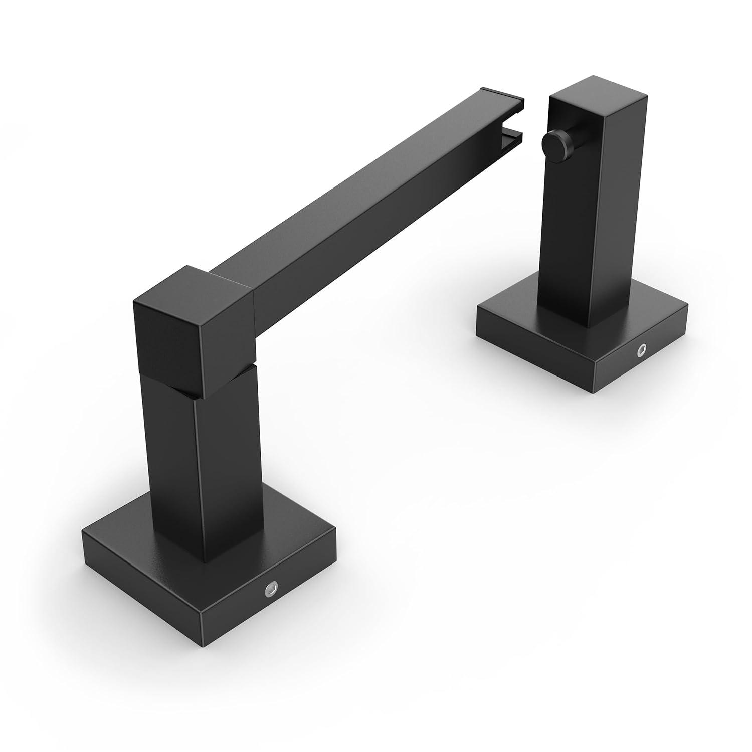 Double Post Pivoting Modern Square Toilet Paper Holder by RUACQ, Matte Black, Wall Mounted