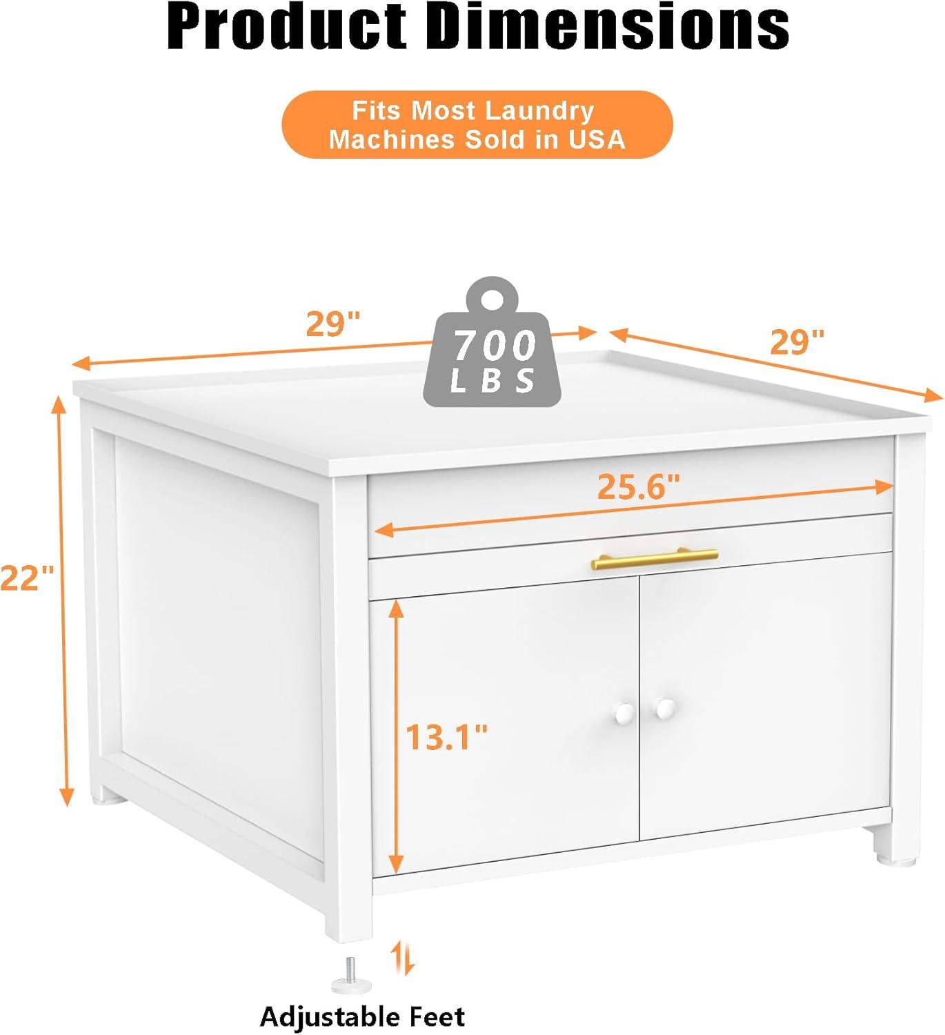 Washer Dryer Laundry Pedestal 29" Universal Fit Anti-Vibration Stand with Built-in Drain Pan + Hose