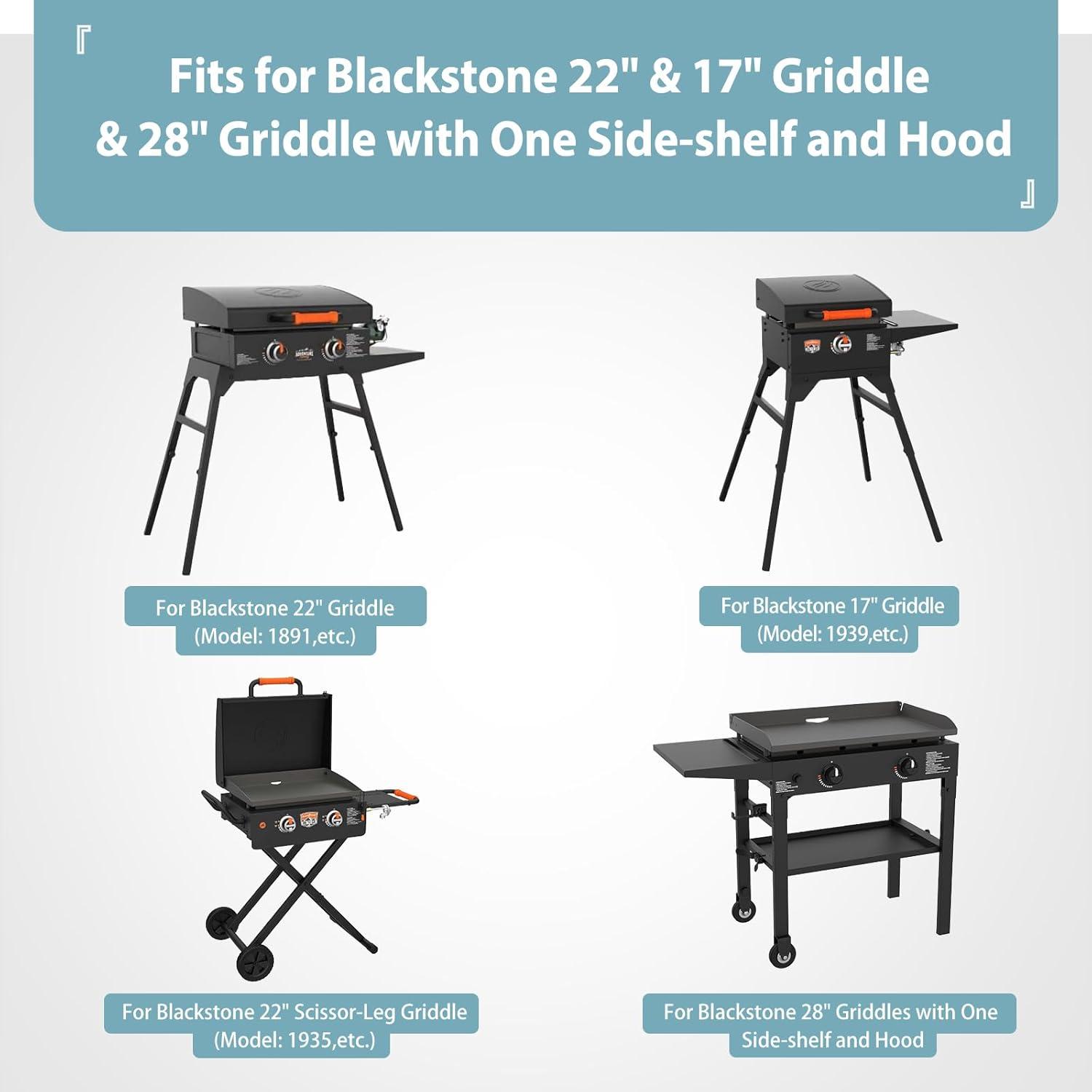 SHINESTAR Griddle Cover for Blackstone 22" and 28" Single Shelf Griddle Cover with Hood and Stand, Waterproof BBQ Cover with Double Straps, Lightweight & Fade Resistant, Black