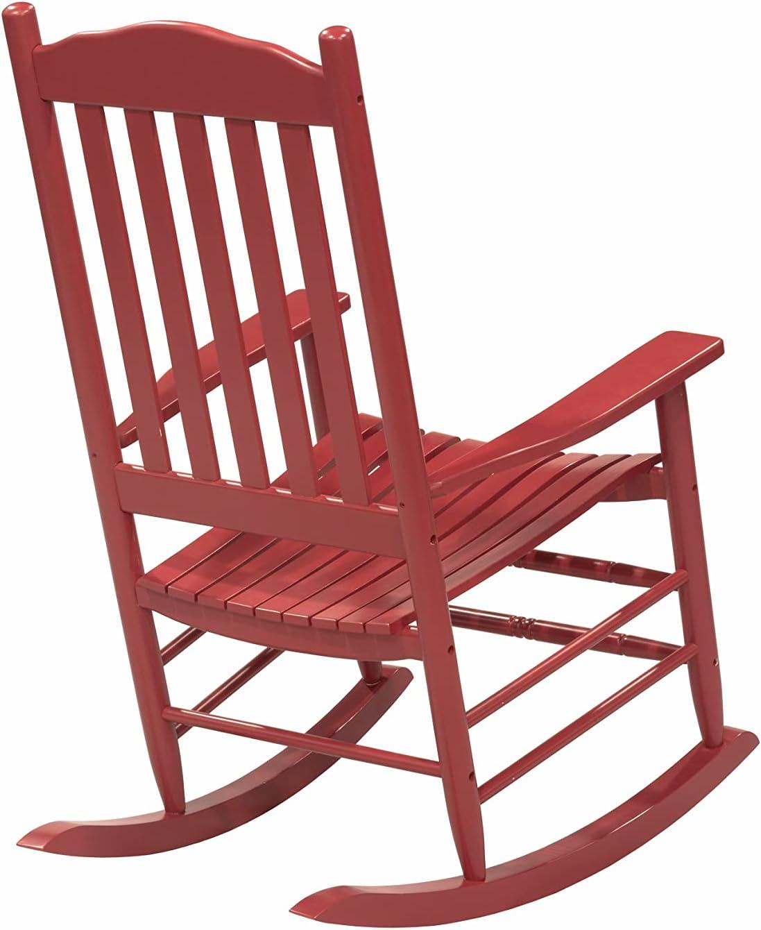 Red Acacia Wood High Back Outdoor Rocking Chair