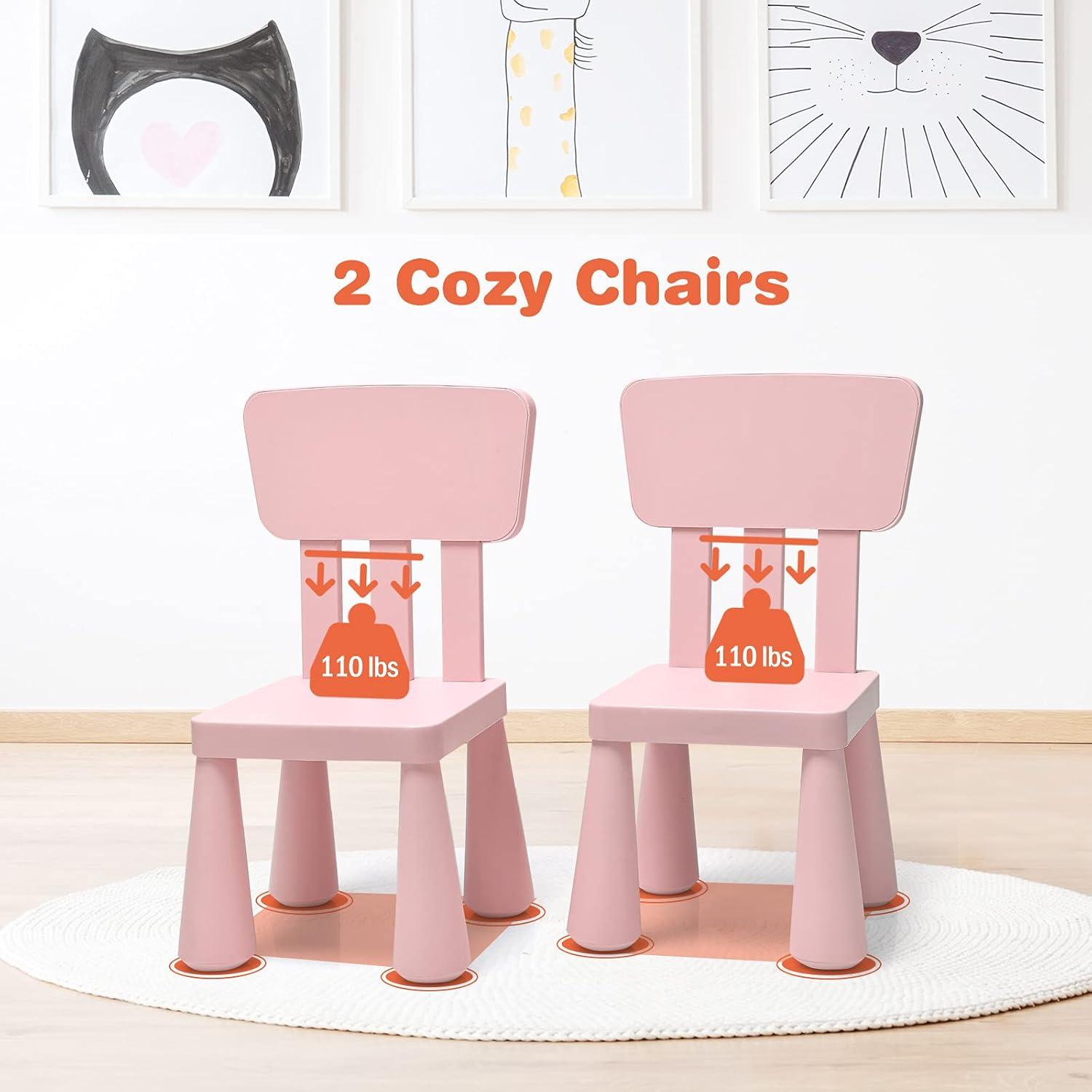 Kids Table and Chair Set 3-Piece Set Toddler Furniture Pink