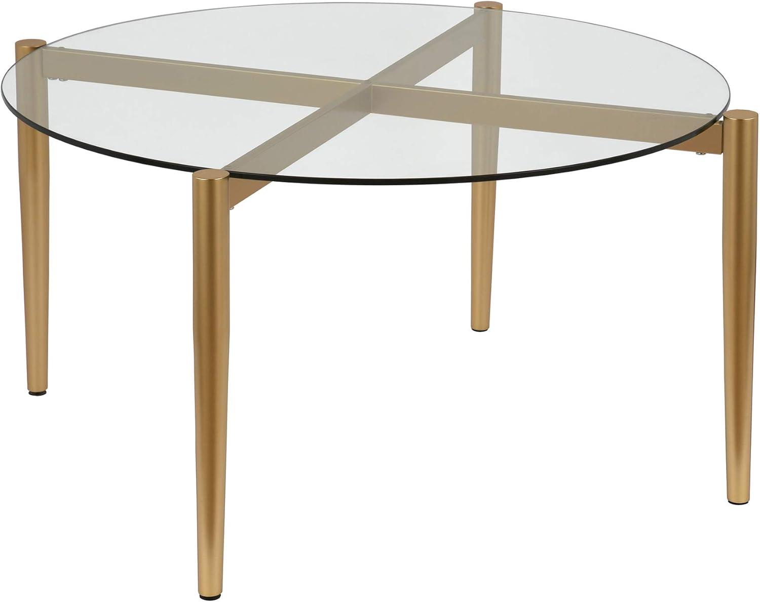 Evelyn&Zoe Kadmos 36'' Wide Round Coffee Table, Brass