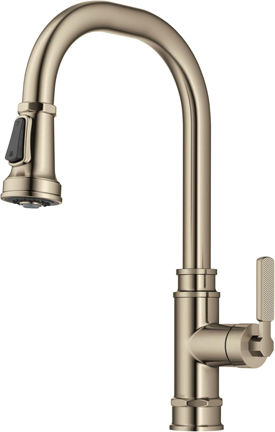 Allyn Transitional Industrial Pull-Down Single Handle Kitchen Faucet