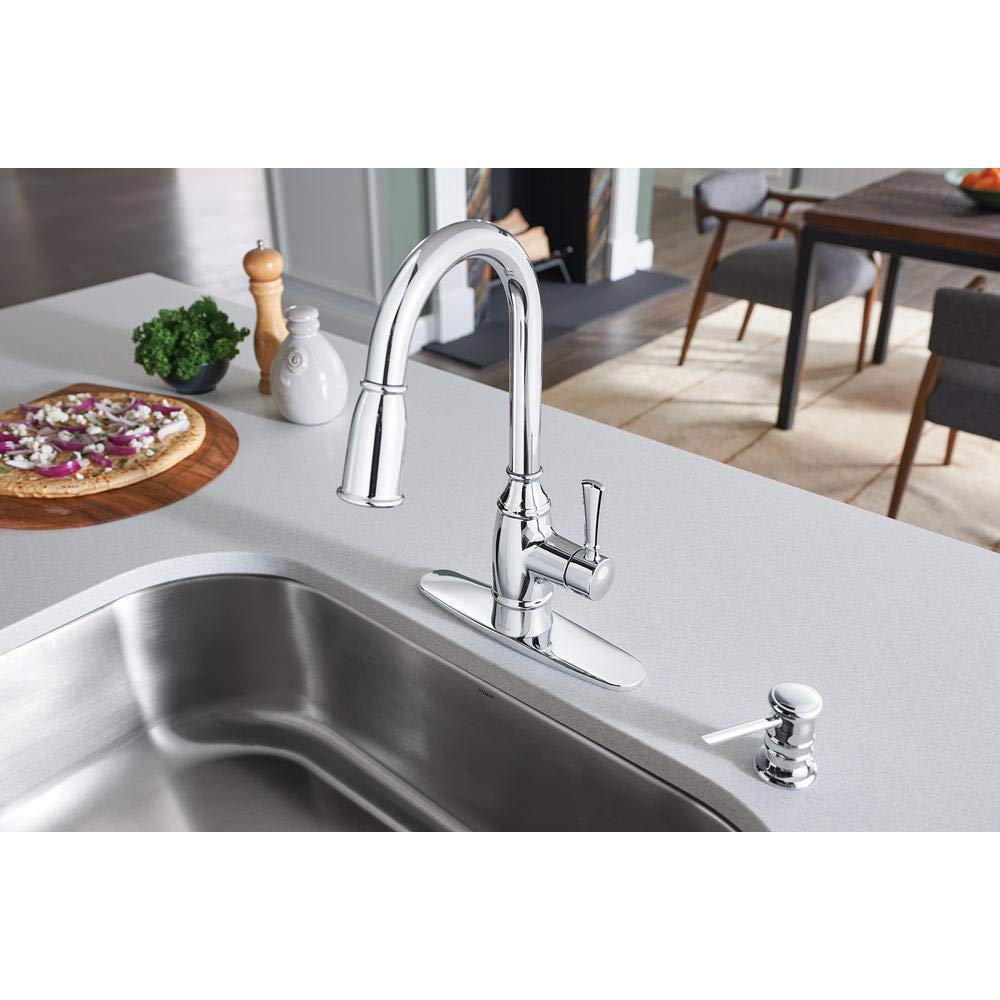 MOEN Noell Single-Handle Pull-Down Sprayer Kitchen Faucet with Reflex and Soap Dispenser in Chrome