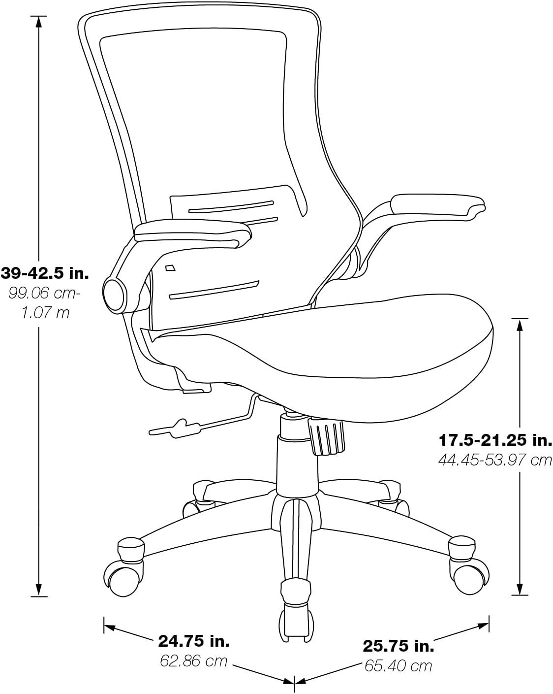 Office Star Products Screen Back Manager's Chair in Black Mesh Seat with PU Padded Flip Arms with Silver Accents