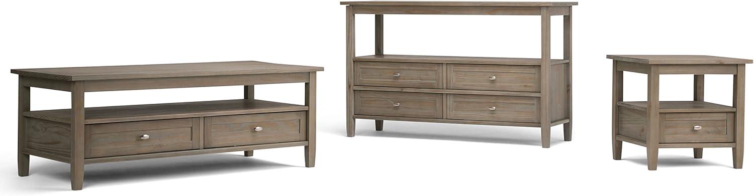 Simpli Home Warm Shaker 48"W Solid Wood Coffee Table with Two Storage Drawers and Open Shelf