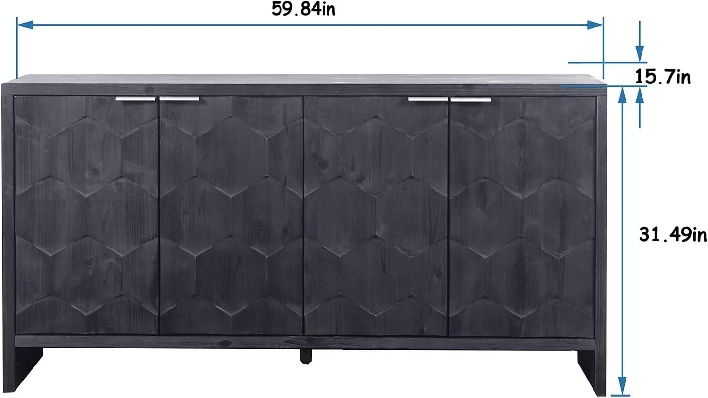 Sideboard Buffet Cabinet with Storage, Farmhouse Style Four-Door Wooden Storage Cabinet, Multifunctional Accent Buffet with Adjustable Layer Board for Kitchen, Dining Room, entryway