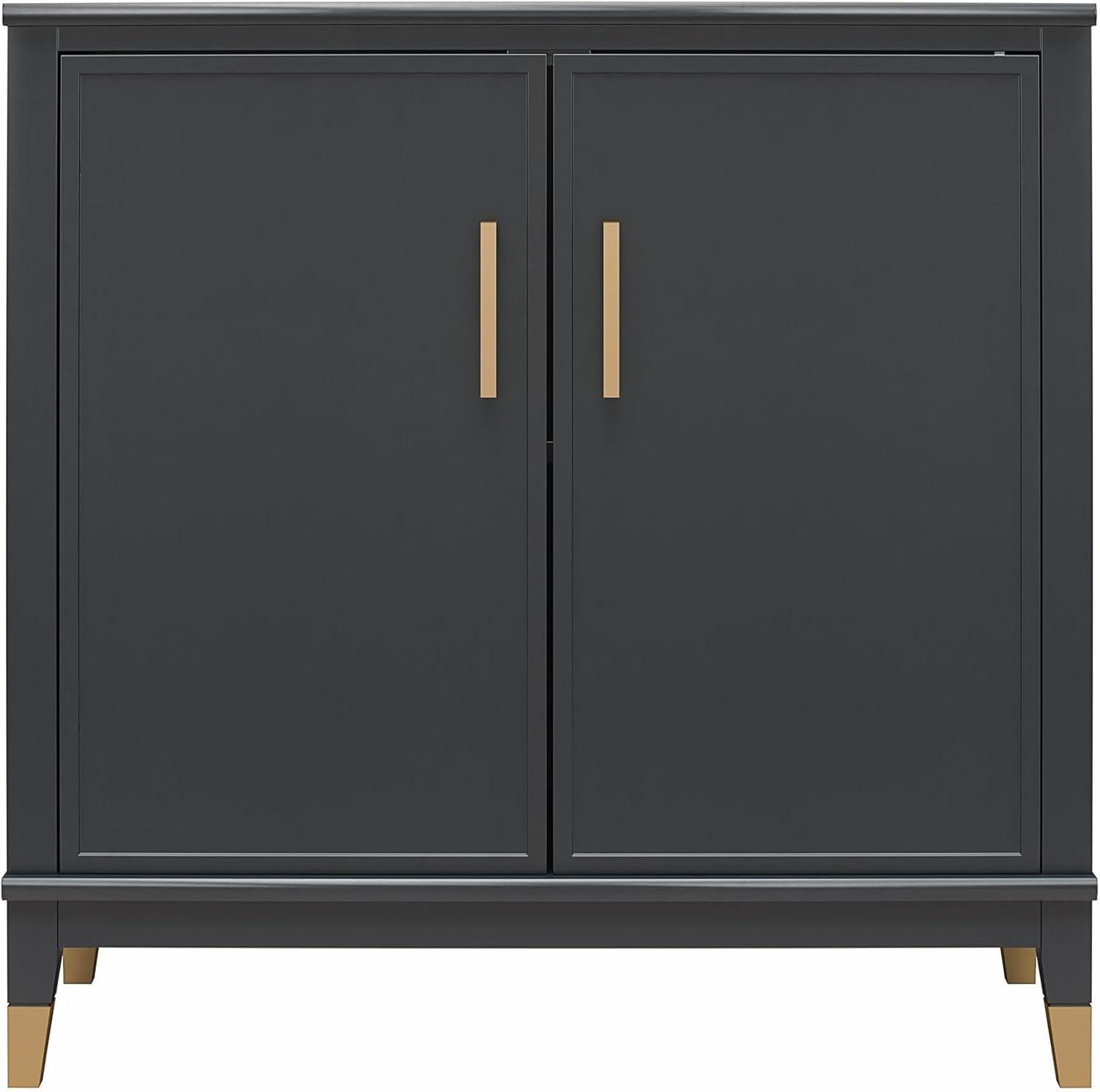 Black MDF 2-Door Accent Cabinet with Adjustable Shelving