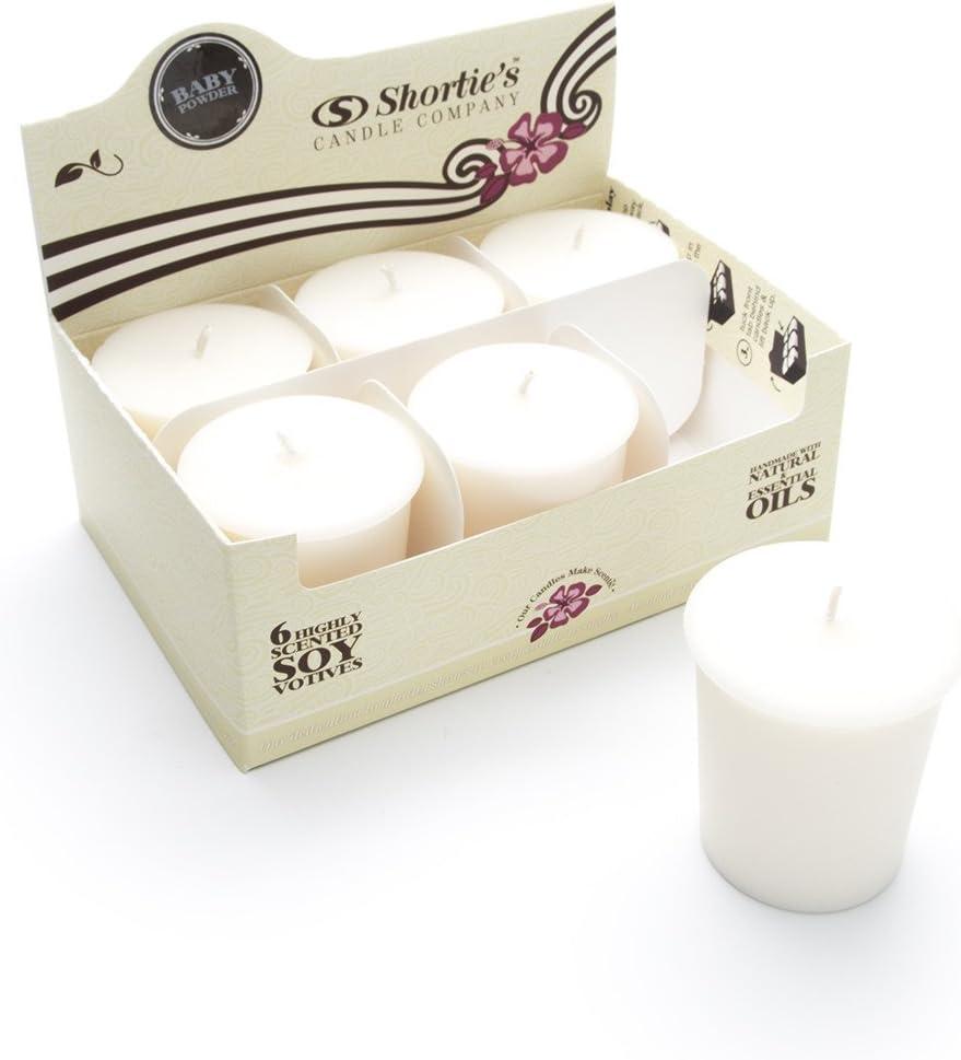 White Soy Scented Votive Candles with Baby Powder Fragrance - 6 Pack