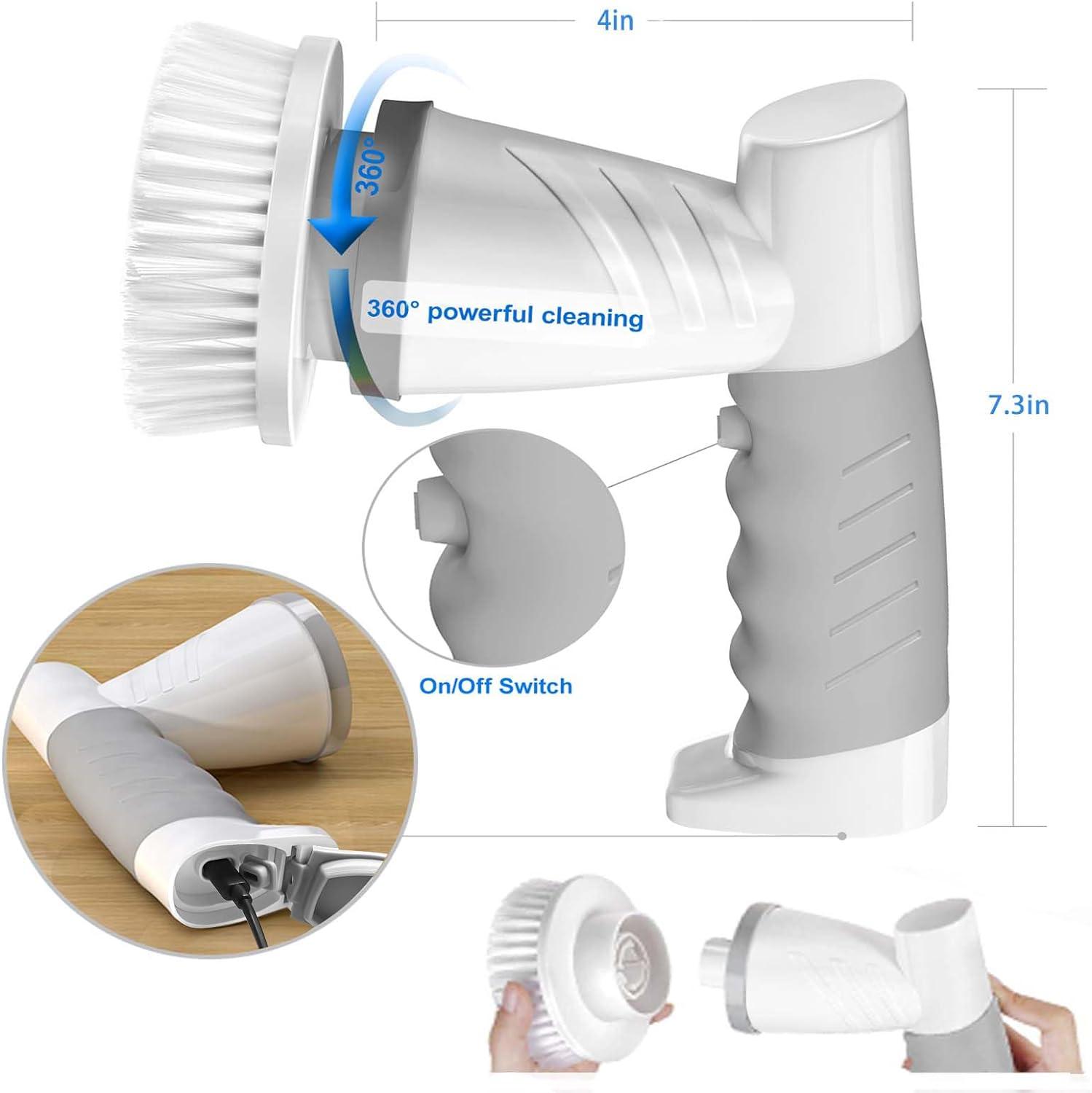 SZFIXEZ Electric Spin Scrubber, Cordless Electric Cleaning Brush for Bathroom Electric Spin Cleaner with 4 Replaceable Shower Cleaning Brush Heads for Wall, Stove, Tile, Bathtub, Toilet, Window