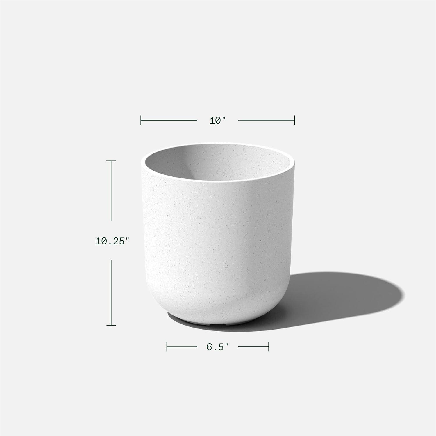 Veradek Kona Series Bundle - Three Piece Set of Plastic-Stone Planters - White