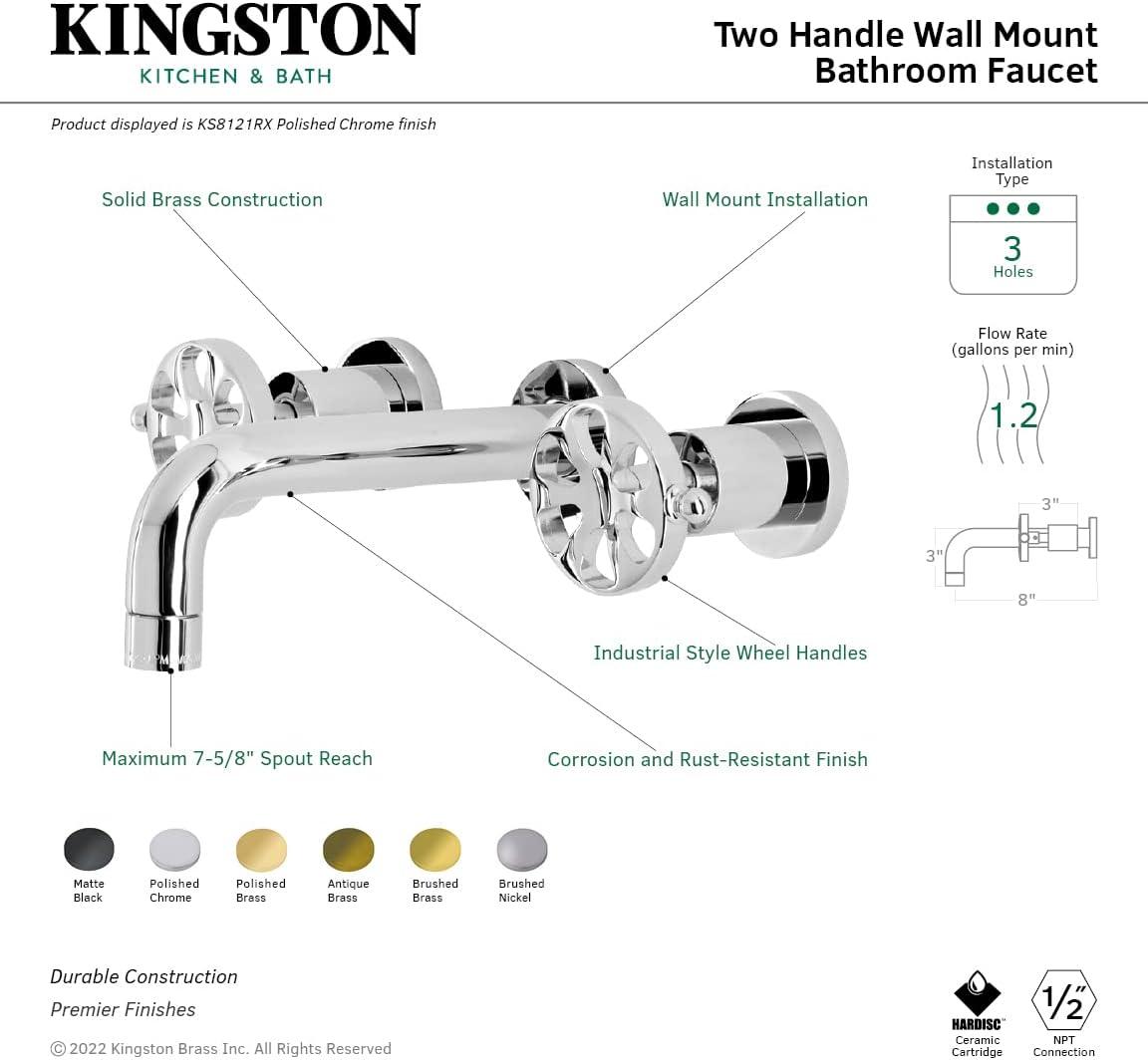 Kingston Brass Belknap Two-Handle 3-Hole Wall Mount Bathroom Faucet