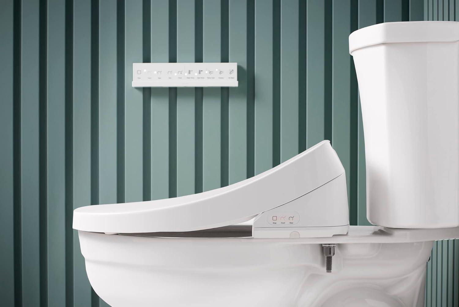 White Elongated Bidet Toilet Seat with Remote Control