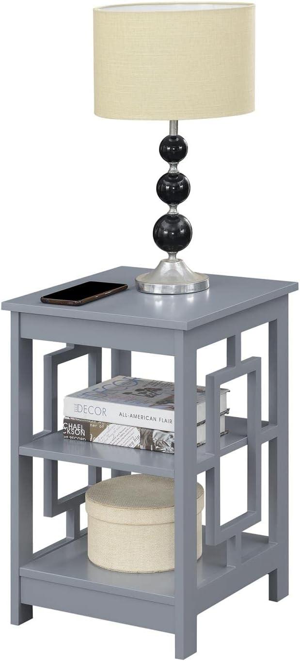 Convenience Concepts Town Square End Table with Shelves in Gray Wood Finish