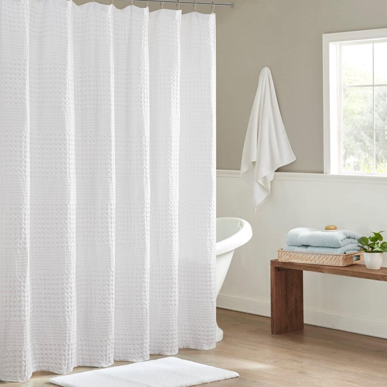 Arlo Waffle Textured Solid Shower Curtain