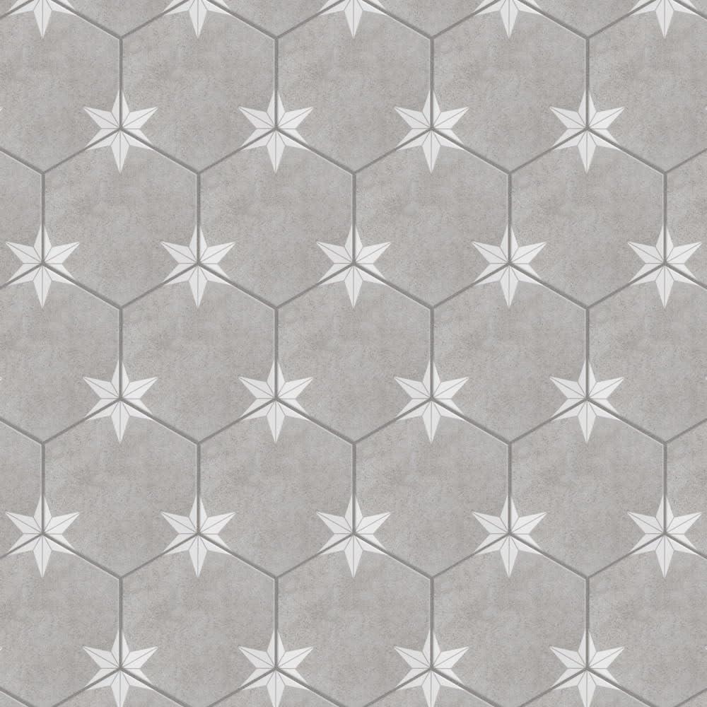 Stella Hex 9" x 10" Porcelain Pattern Wall & Floor Tile