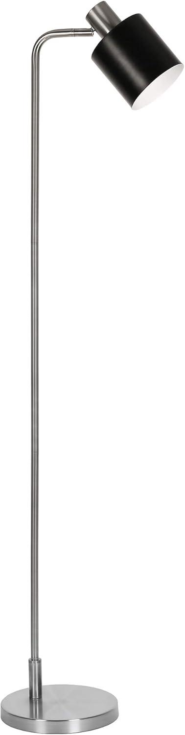 Evelyn&Zoe Thew 65" Tall Floor Lamp with Metal shade in Nickel/Black