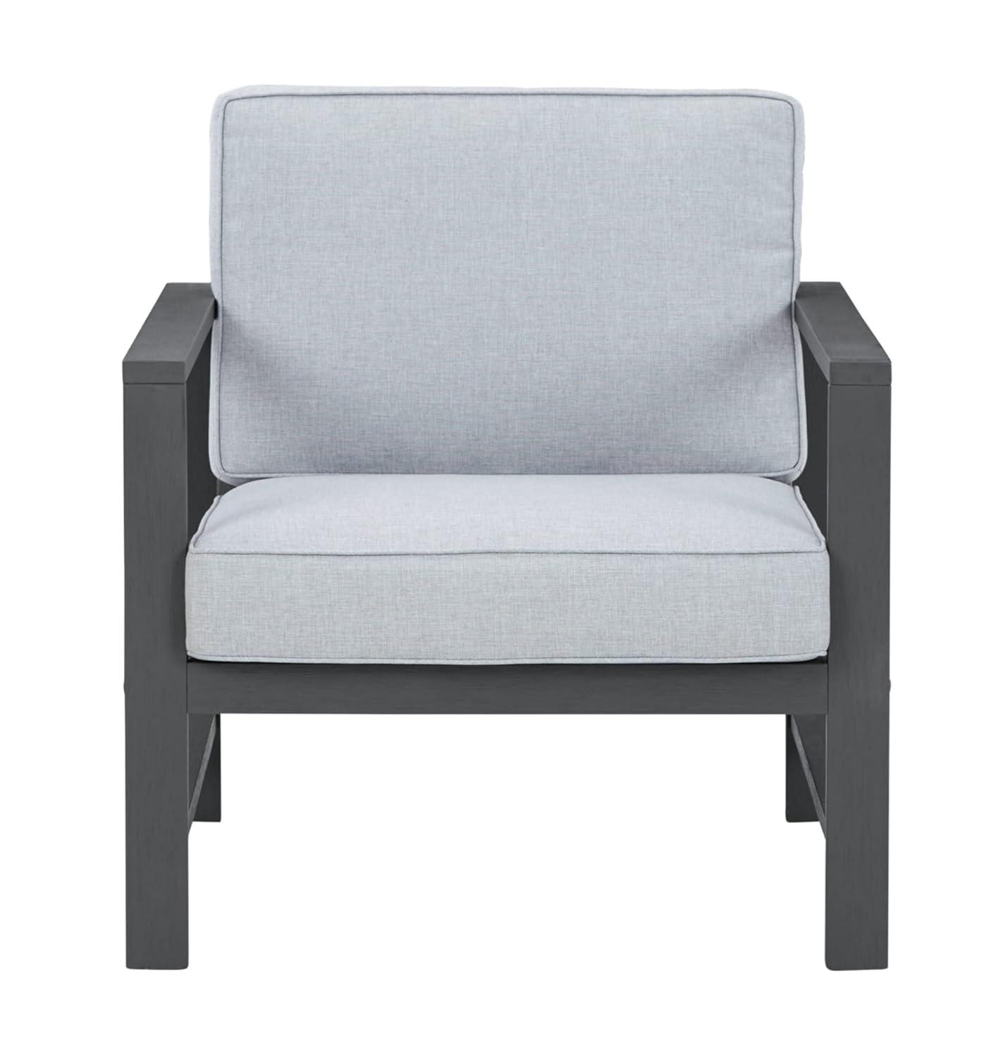 Elegant Gray Eucalyptus Wood Transitional Lounge Chair Set