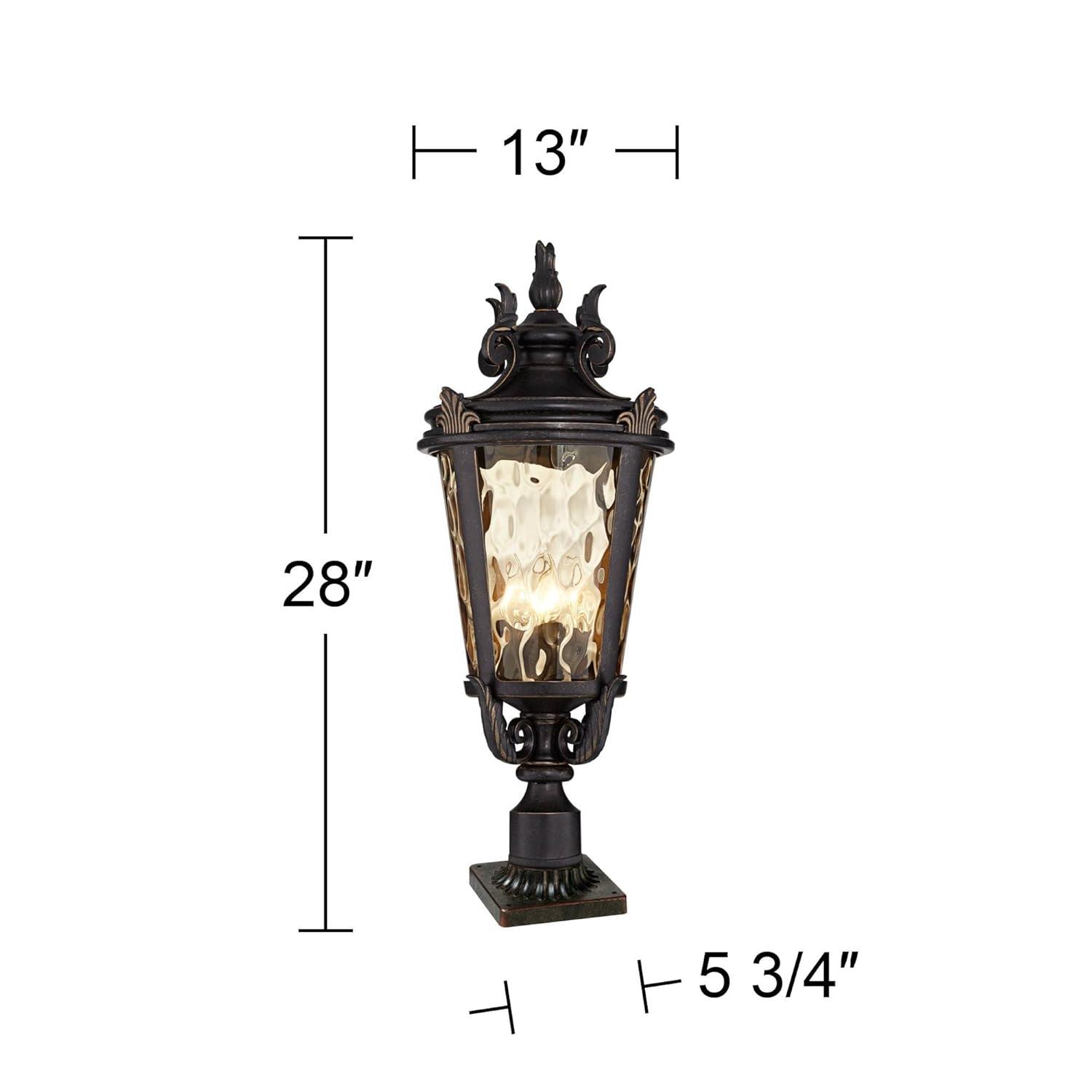 John Timberland Casa Marseille Vintage Outdoor Post Light Veranda Bronze with Pier Adaptor 28" Champagne Glass for Exterior Barn Deck House Porch Yard