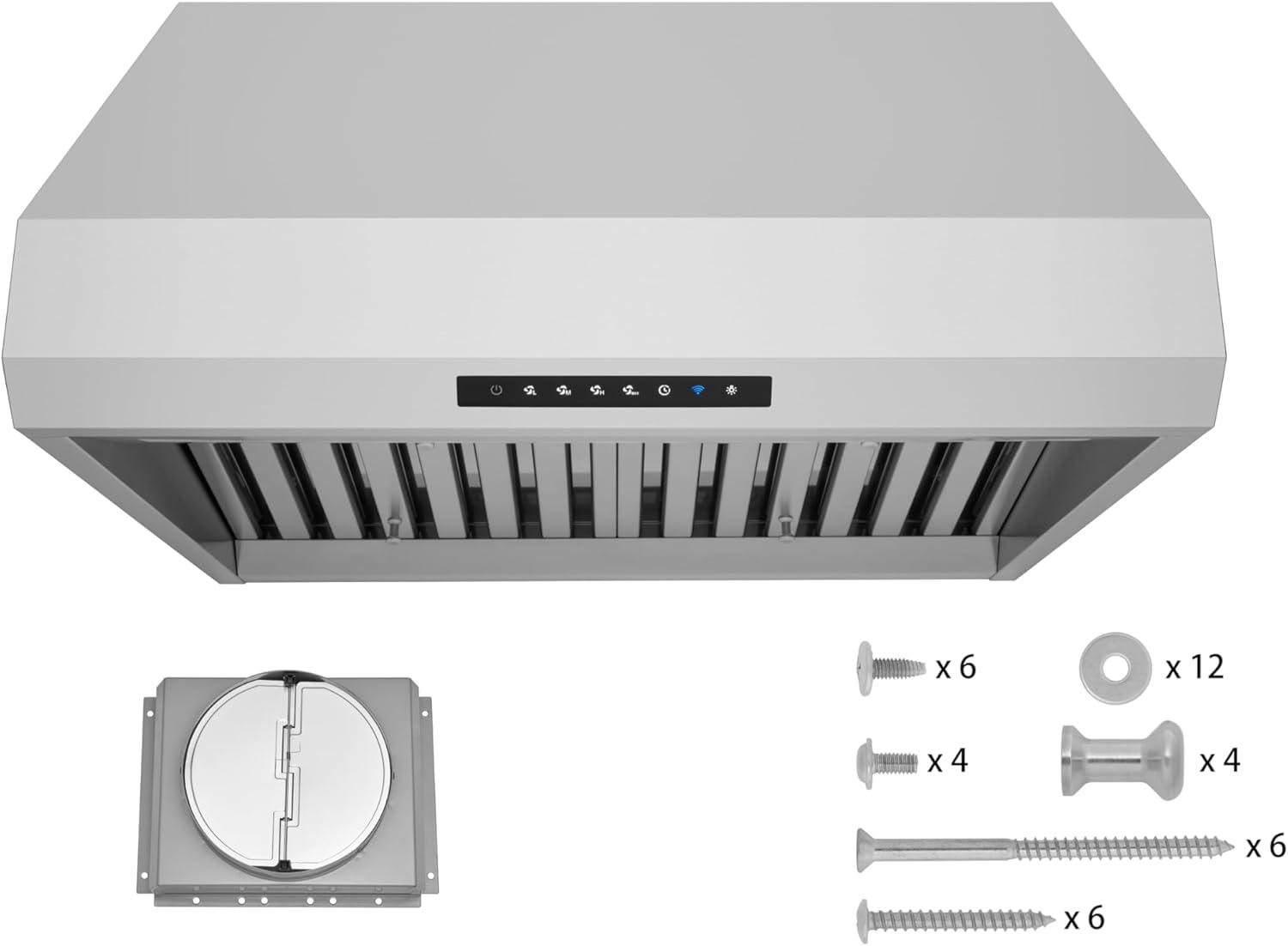 30" 540 CFM Versatile Under Cabinet or Wall Mounted Range Hood in Stainless Steel with Smart Feature