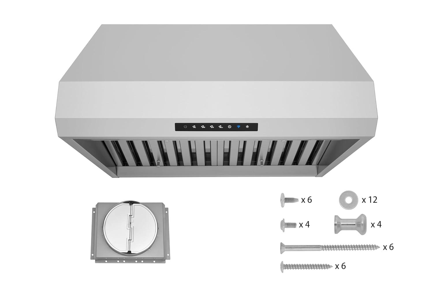 30" 540 CFM Versatile Under Cabinet or Wall Mounted Range Hood in Stainless Steel with Smart Feature