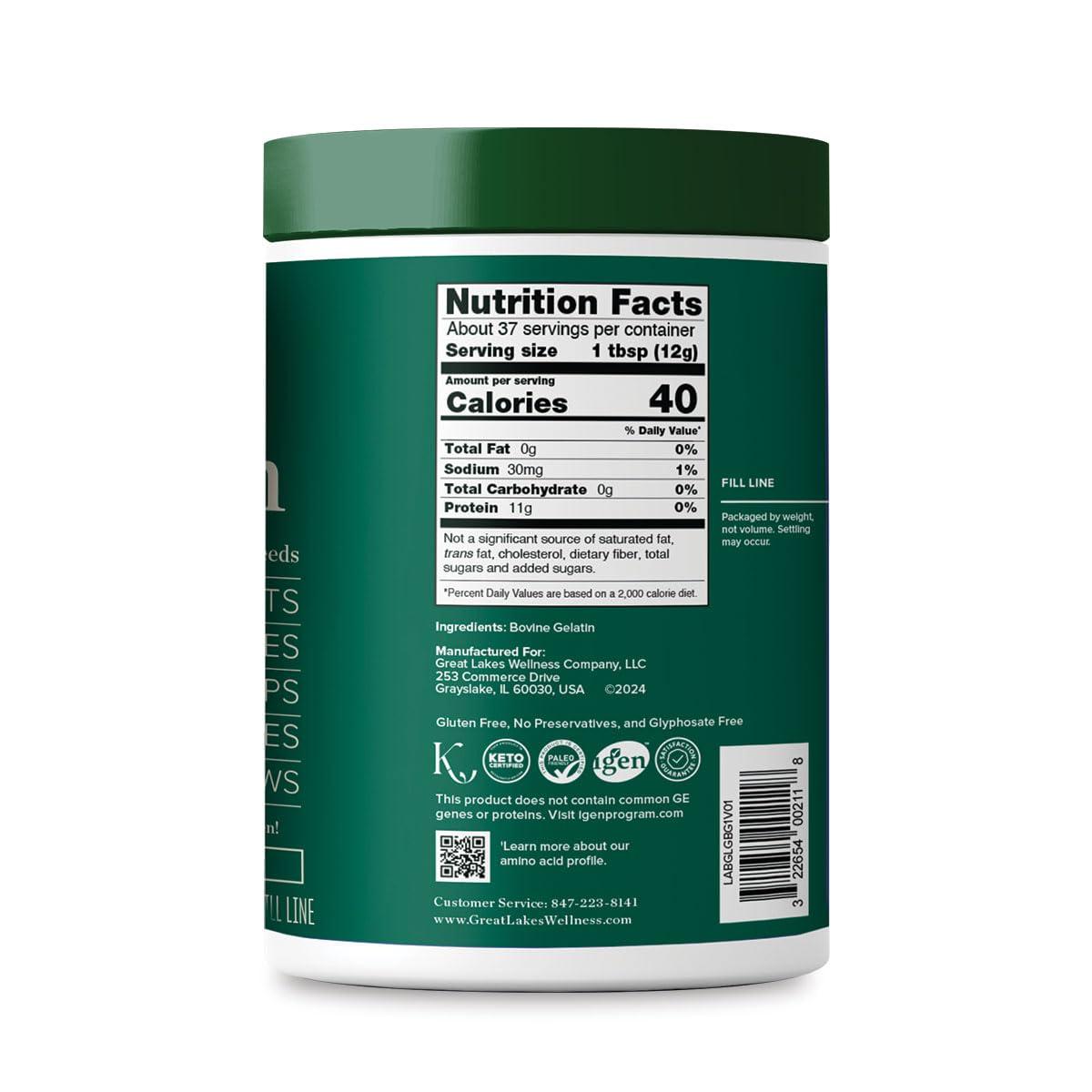 Great Lakes Wellness Culinary Gelatin Unflavored - Case of 1 - 16 oz