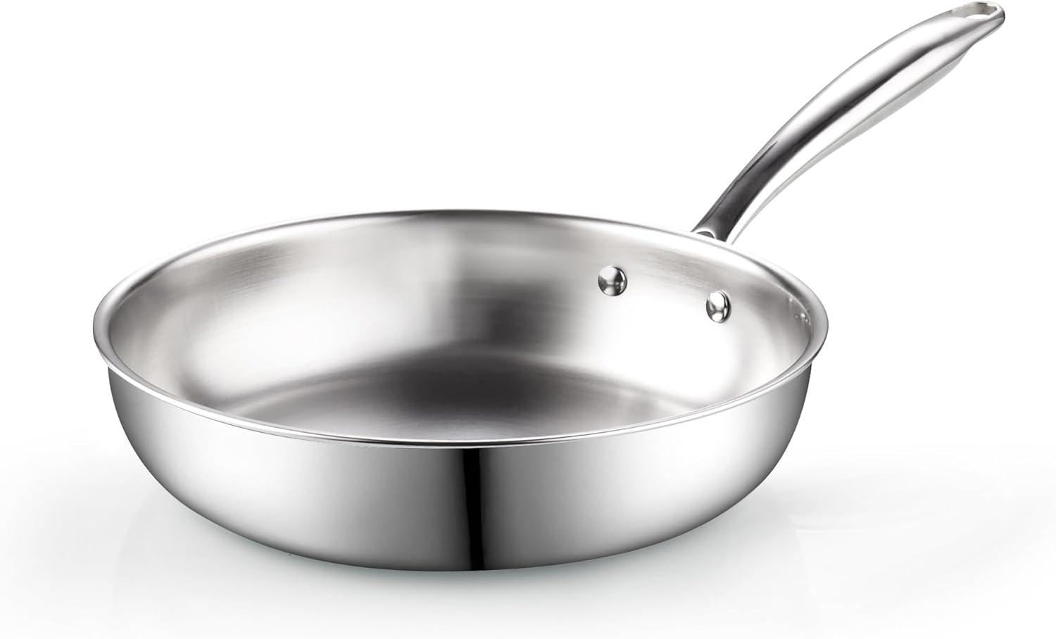 12" Stainless Steel and Aluminum Tri-Ply Clad Fry Pan