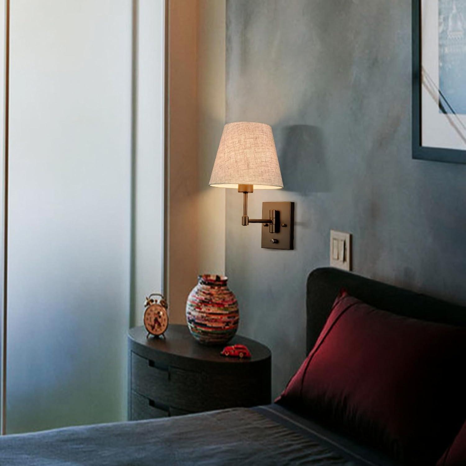 Plug in Wall Sconces Set of Two Black Swing Arm Wall Lamp