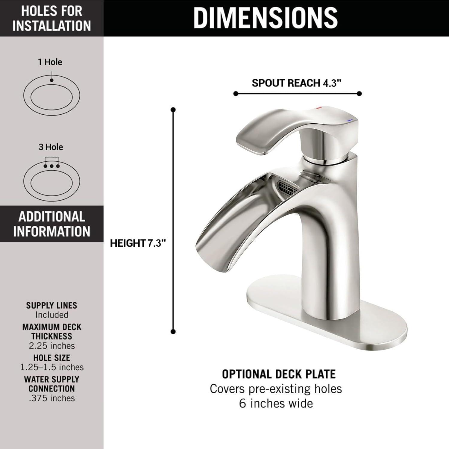 Brushed Nickel Waterfall Single Handle Bathroom Faucet