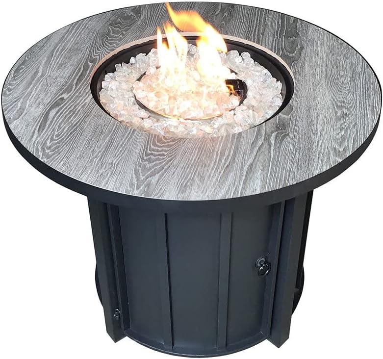 Faux Wood Tile Top Outdoor Patio Fire Pit - AZ Patio Heaters: Steel Construction, 40,000 BTU Heater