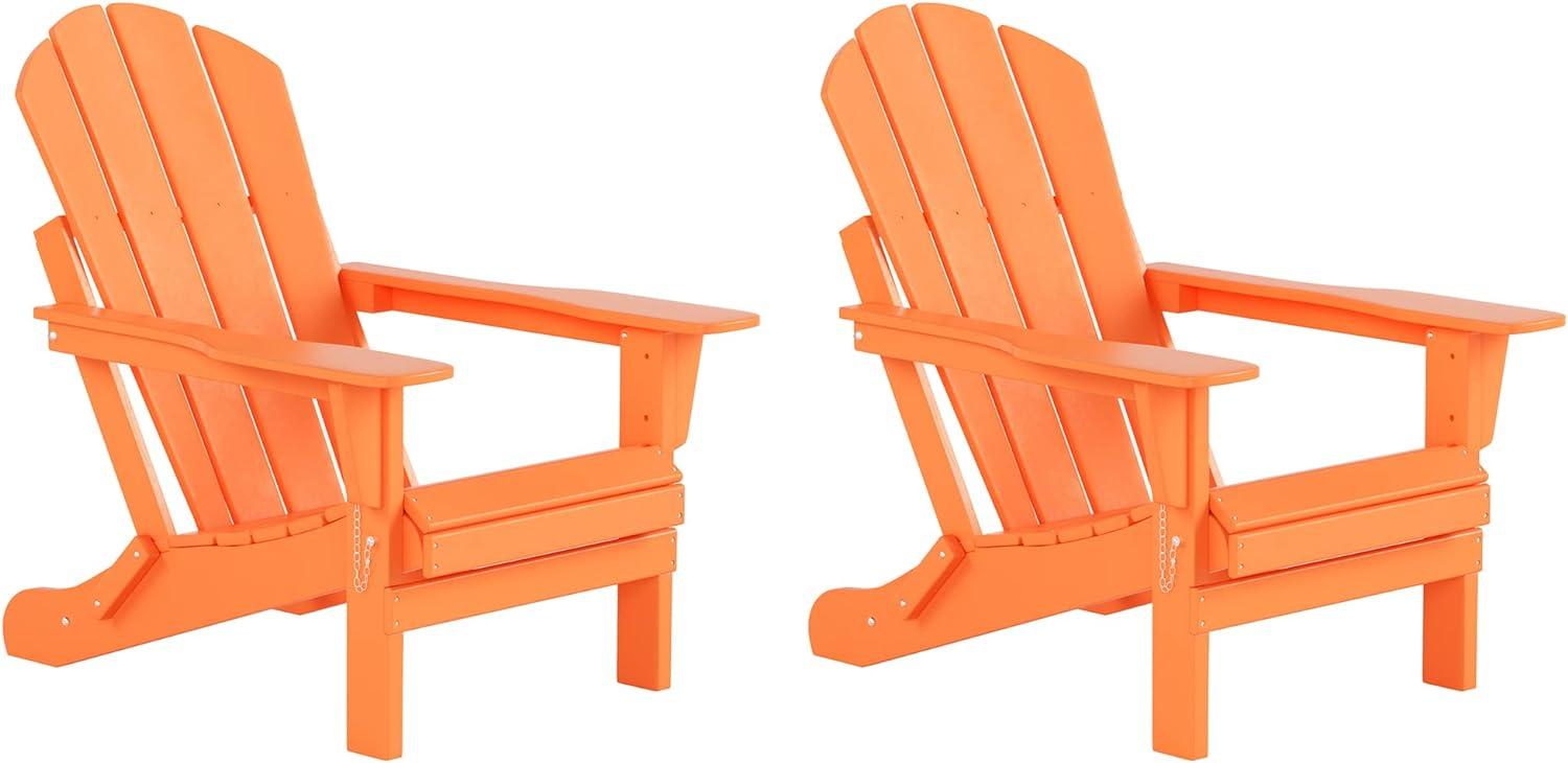 Orange HDPE Folding Adirondack Chairs Set of 2