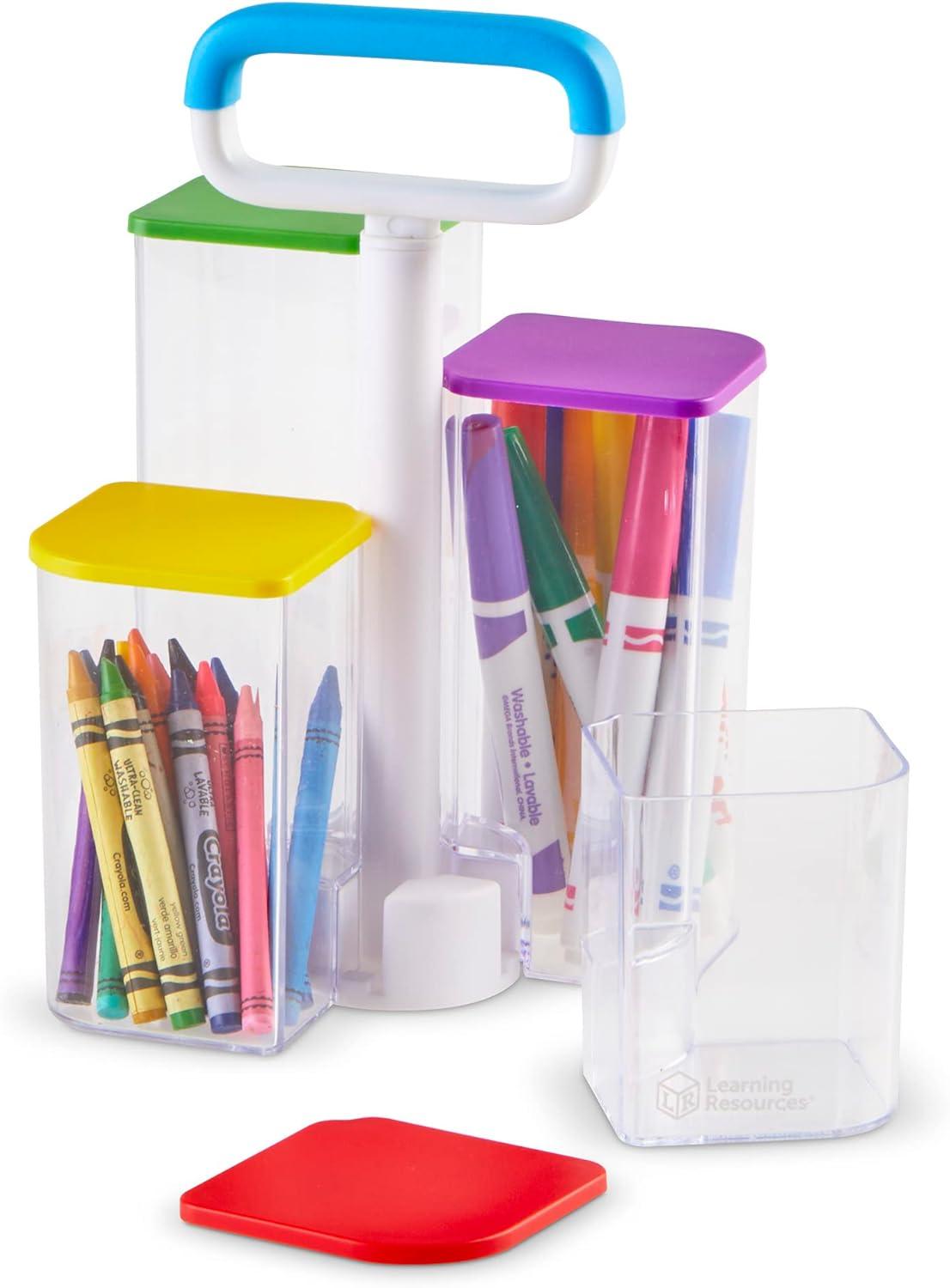 Colorful Stackable Kids' See-Thru Storage Caddy with Lids