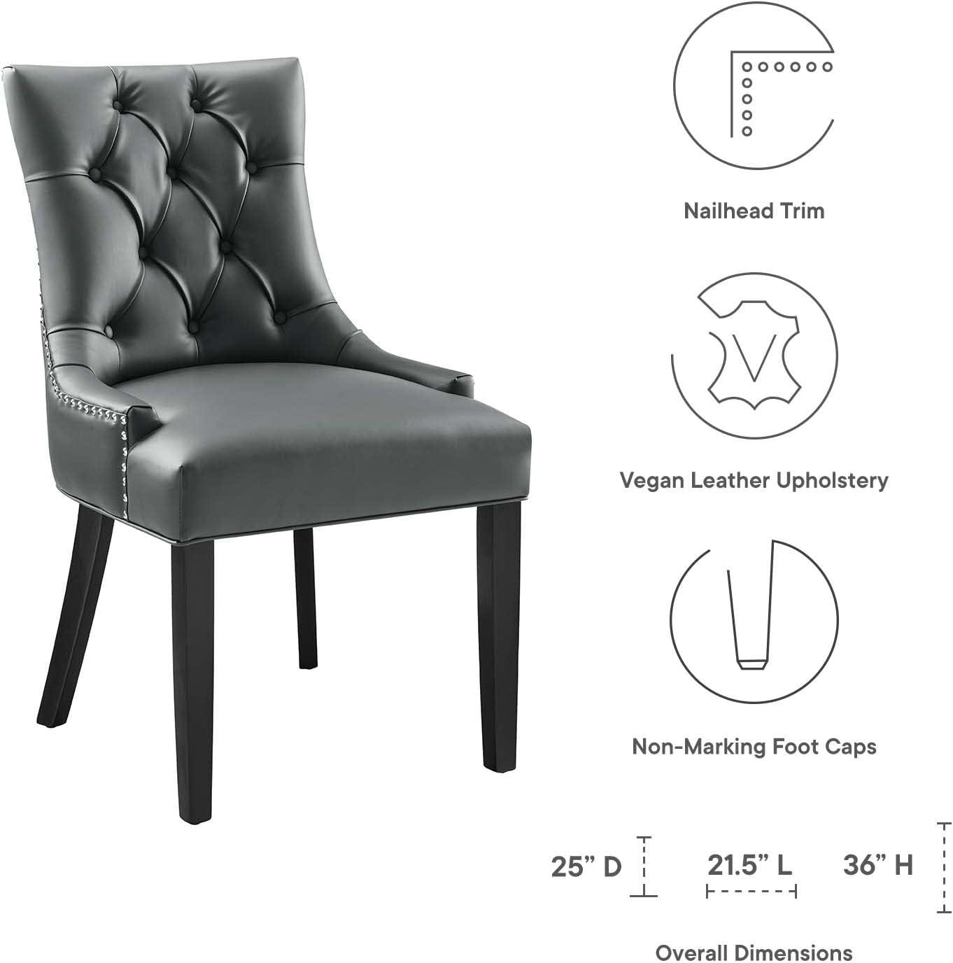 Modway Regent Vinyl Dining Chair Black: Upholstered, Wood Frame, Spot Clean, No Tools Assembly
