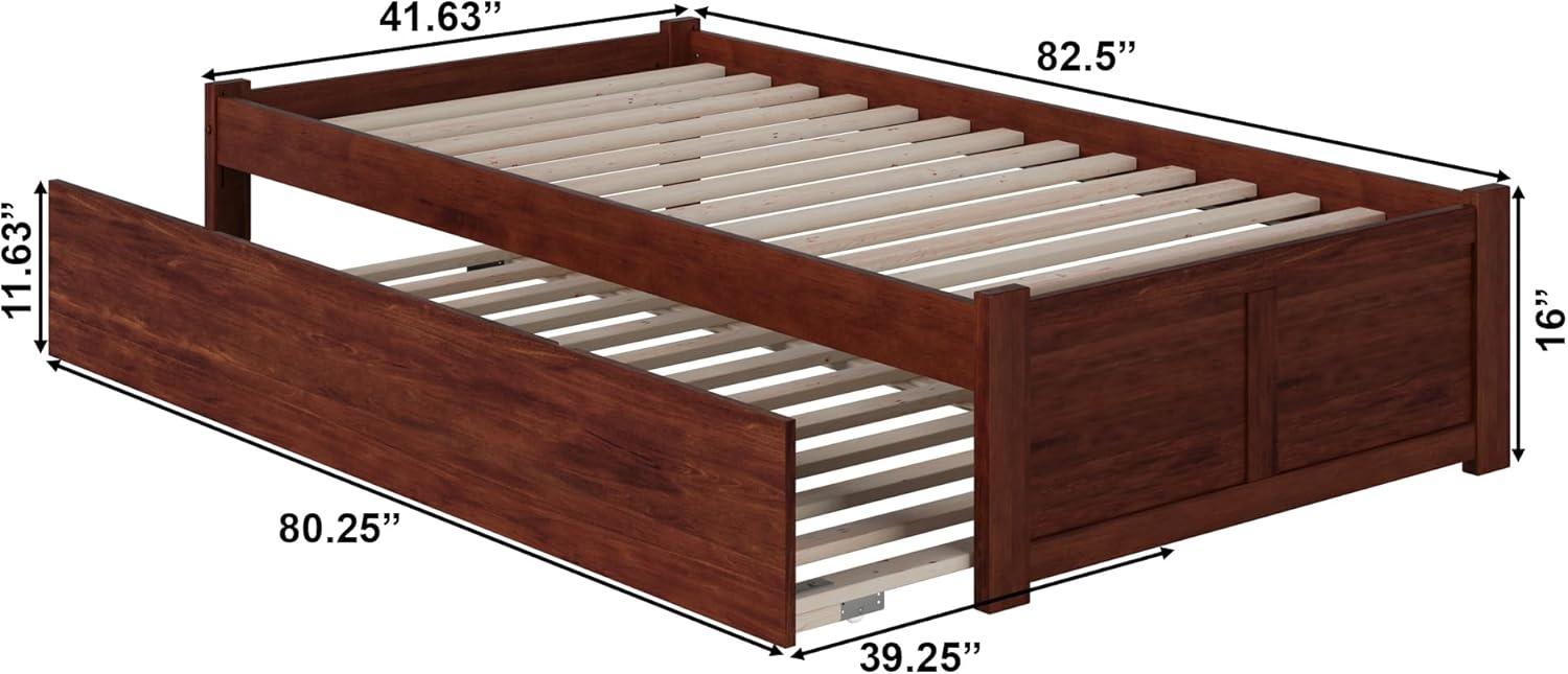 Concord Twin Extra Long Bed with Footboard and Twin Extra Long Trundle in Walnut
