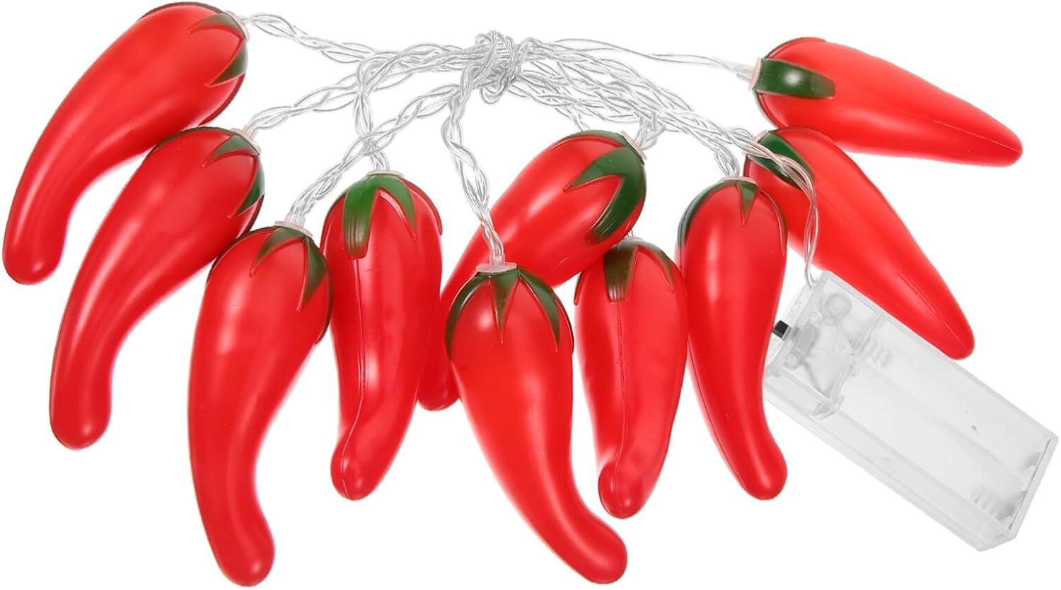 HOMEMAXS Chili Lights String Battery-operated 5.4ft 10 LEDs Warm White Pepper Lights Decorations for Patio Fence Deck Balcony Camping