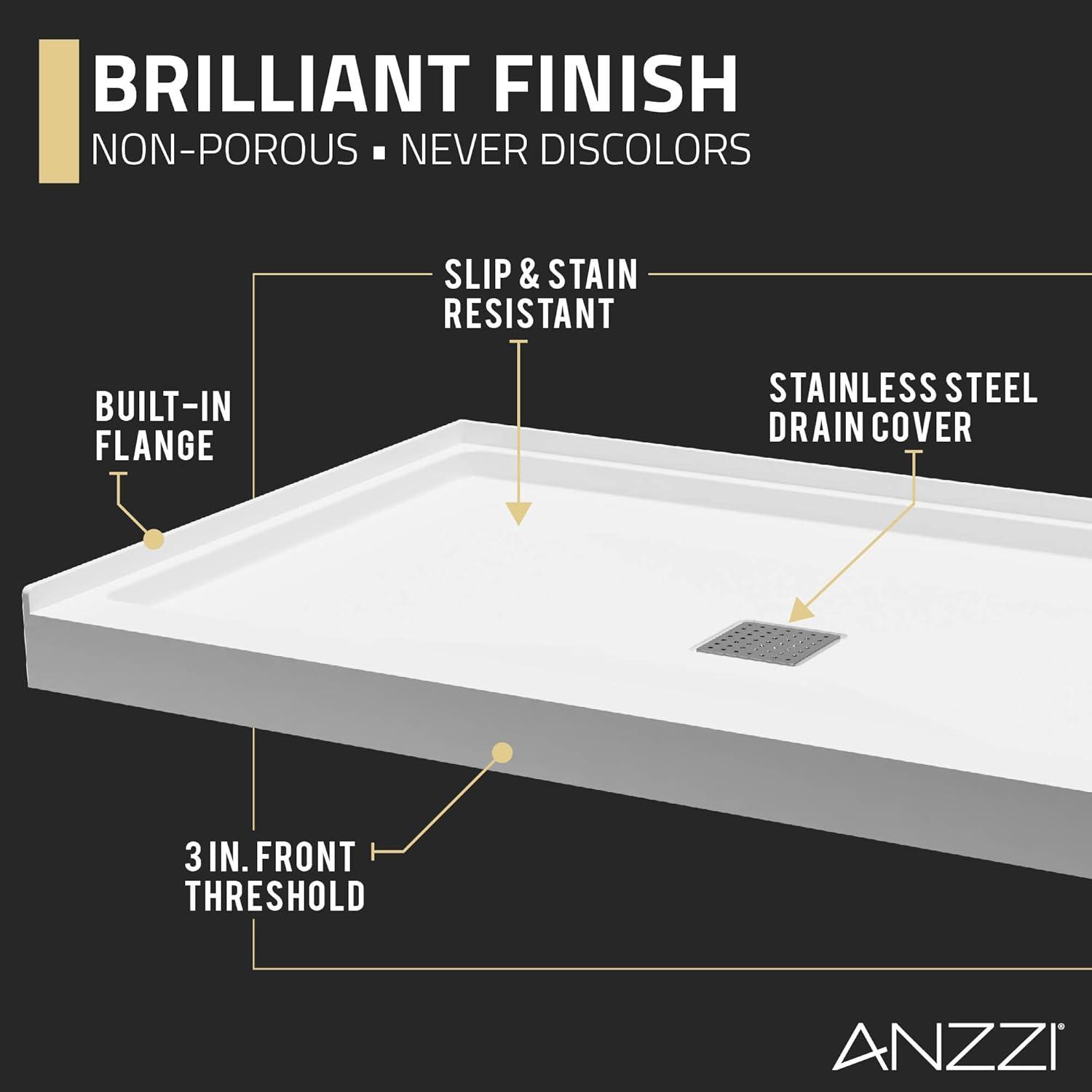 32'' W 48'' D Rectangular Triple Shower Base