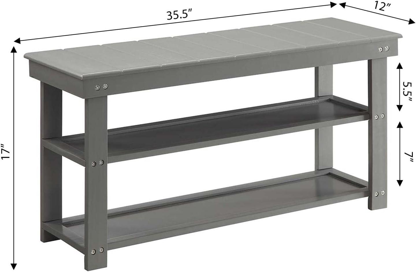 Convenience Concepts Oxford Utility Mudroom Entryway Bench in Gray Wood Finish