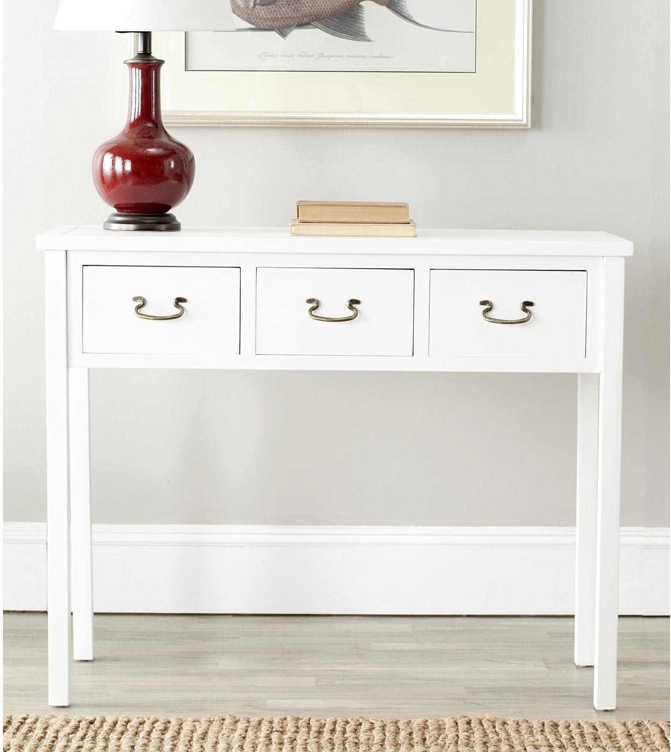 Cindy Transitional Black Pine 3-Drawer Console Table