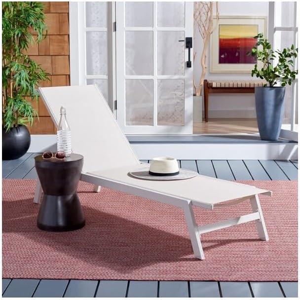 Fionne Sunlounger - Outdoor - PAT9038 - White/Beige -Safavieh