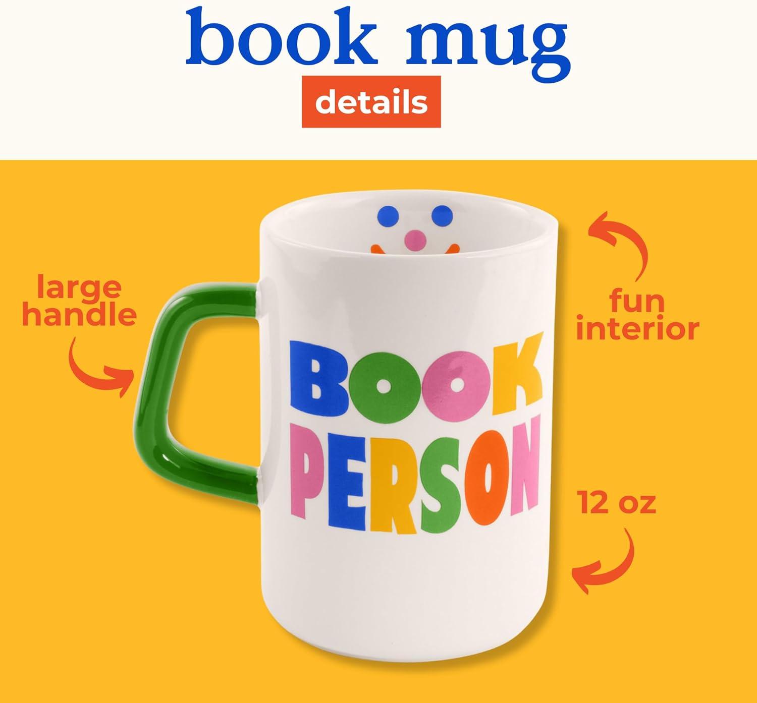 Colorful Ceramic Book Person Mug with Green Handle