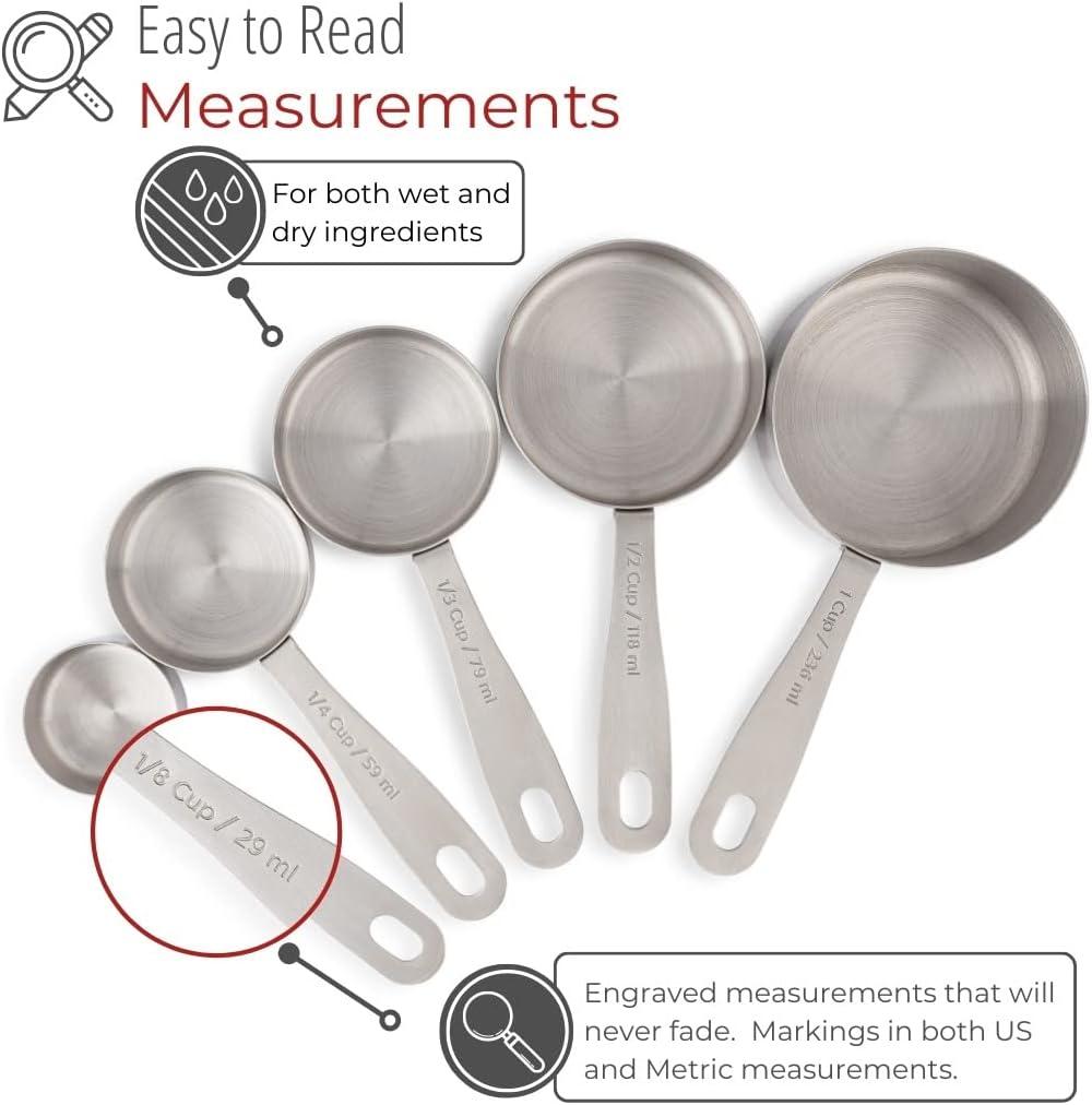 Stainless Steel 5-Piece Heavy Duty Measuring Cup Set