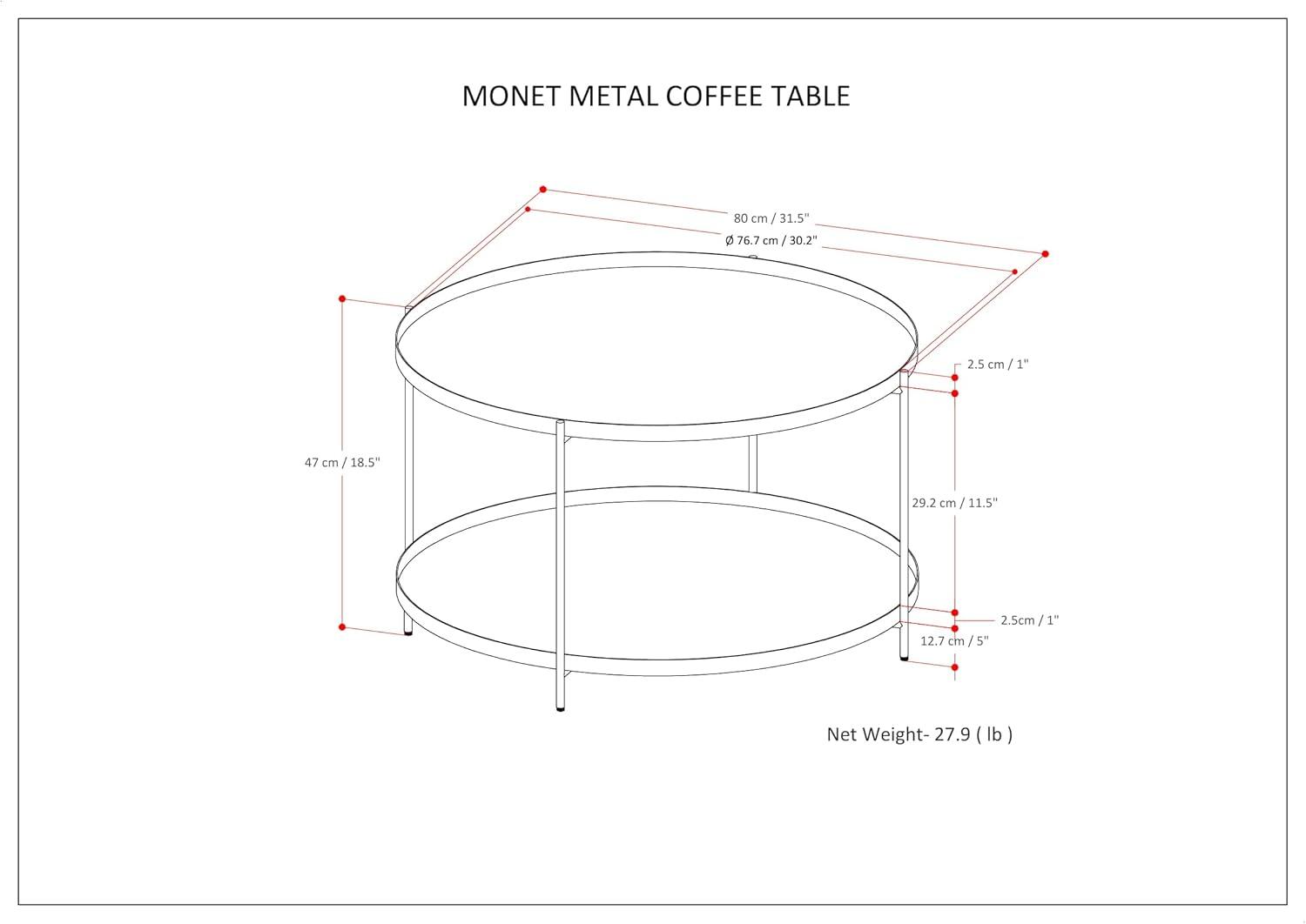 Simpli Home Monet Industrial 32 " Metal Metal Coffee Table in Black