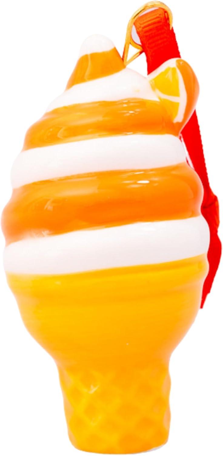 Orange and White Porcelain Ice Cream Cone Ornament