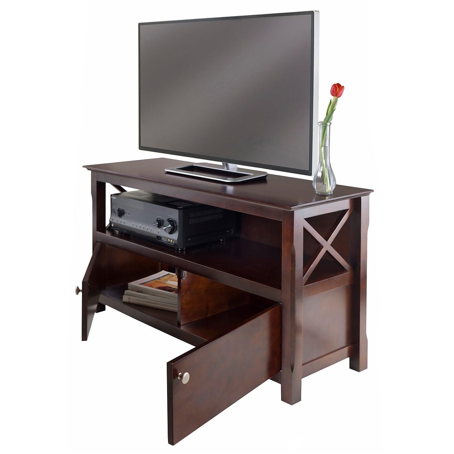 Xola TV Stand for TVs up to 40" Dark Brown - Winsome: Beveled Edges, Chrome-Finish Pulls, Media Shelf