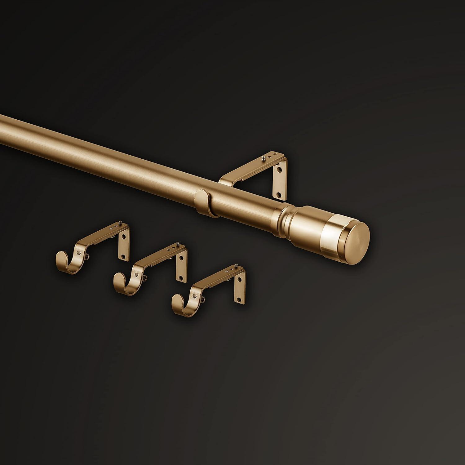 MODE Mode Premium Collection 1 1/8 in Diameter Curtain Rod, Cylinder Finials and Steel Wall Mounted Adjustable Rod