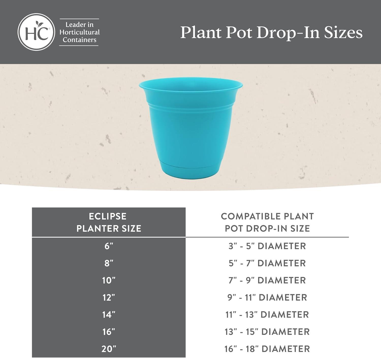 The HC Companies Eclipse Round Planter with Saucer - Outdoor & Indoor Plant Pot with Drainage Holes - Lightweight, UV-Resistant Plastic Pots for Plants, Flowers & Herbs (10" Slate Blue, Pack of 1)