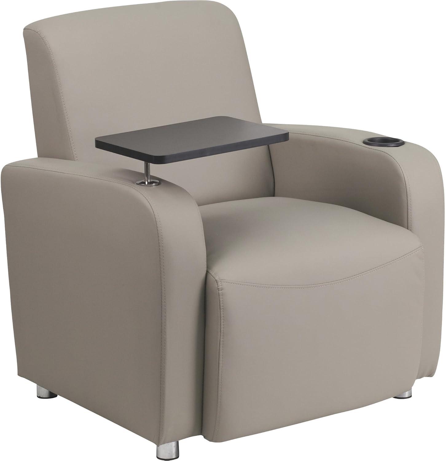 Flash Furniture LeatherSoft Guest Chair with Tablet Arm, Chrome Legs and Cup Holder